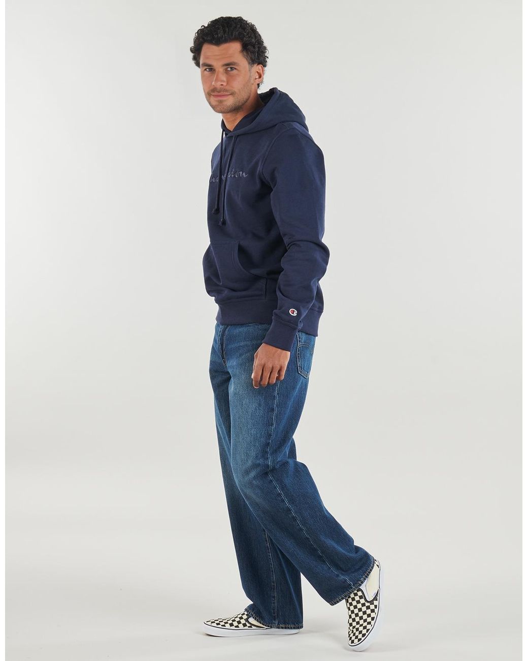 Champion Blue Hoodies Hooded Sweatshirt for men