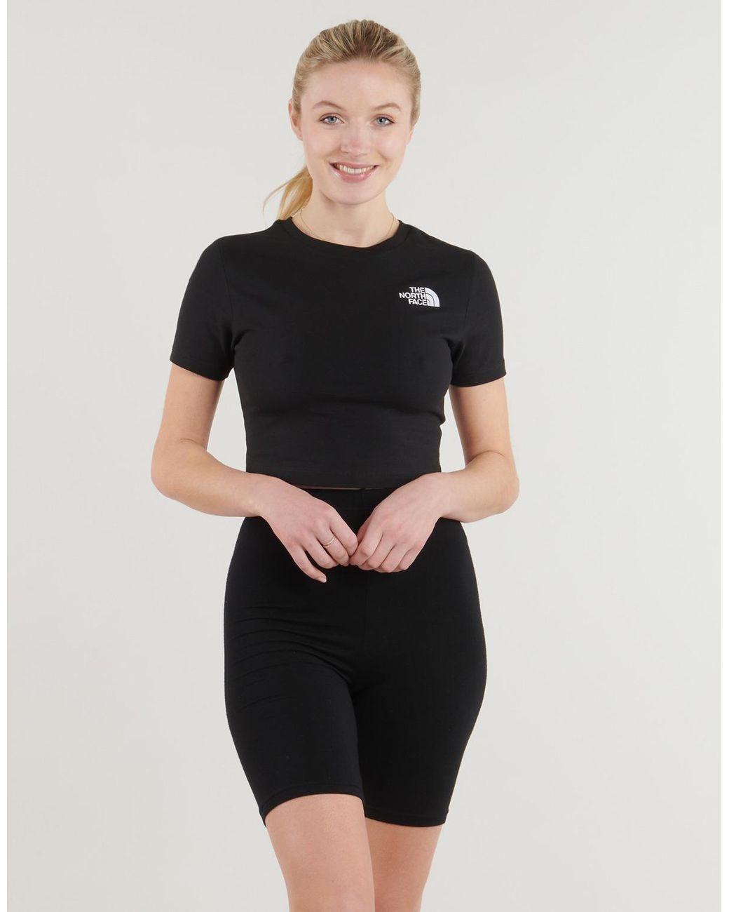 The North Face Black T Shirt S/s Essential Cropped Slim Tee