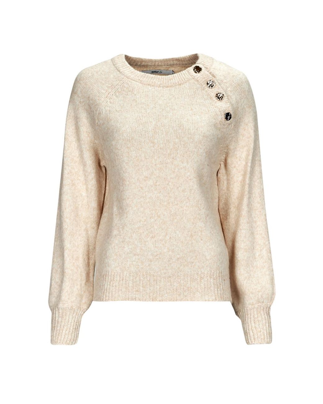 ONLY Natural Sweater Onlemma Ls Button Oneck Knt