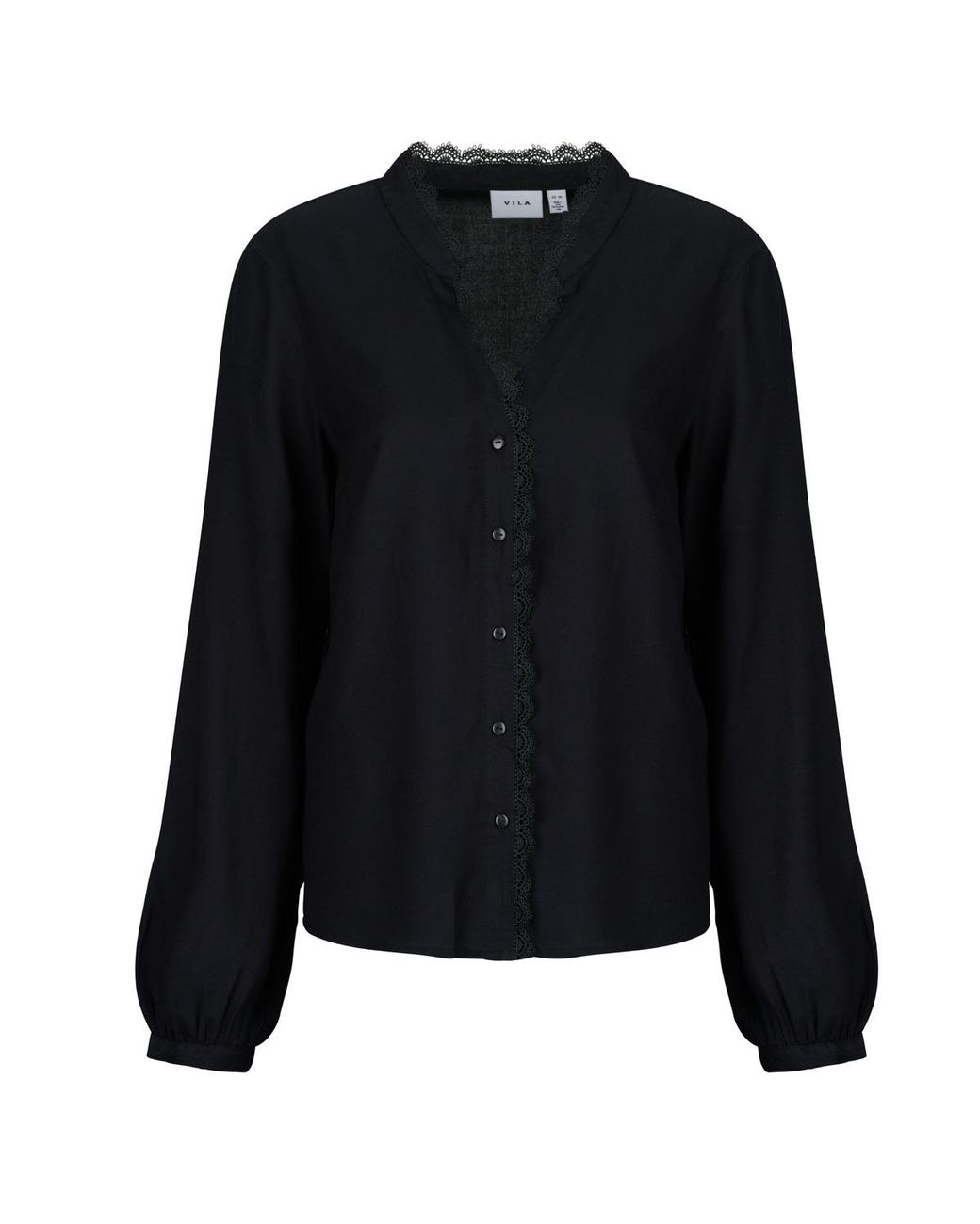 Vila Black Blouse Vigrace V-neck L/s Lace