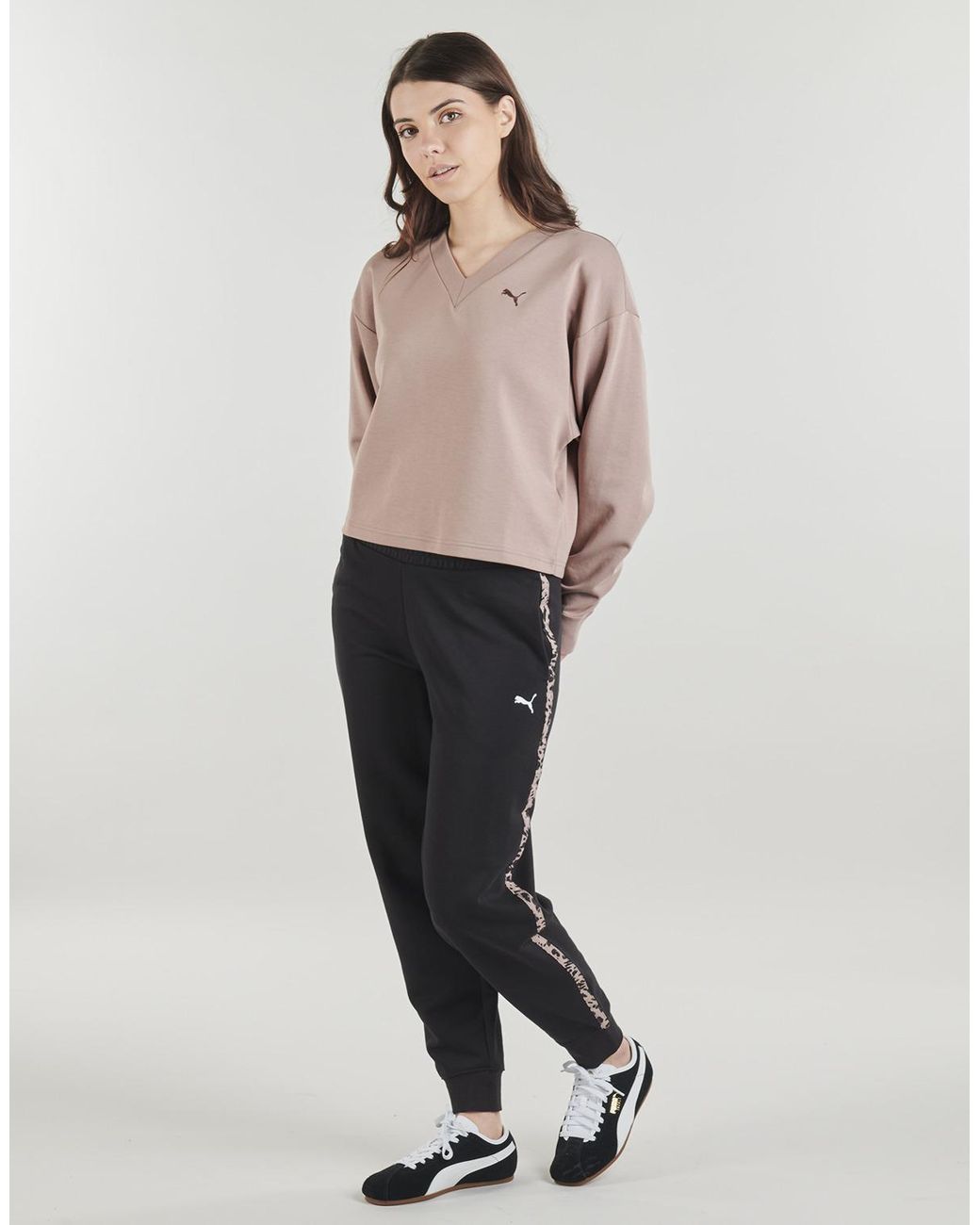 PUMA Natural Sweatshirts Ess Elevated Comfort V-neck Crew Dk