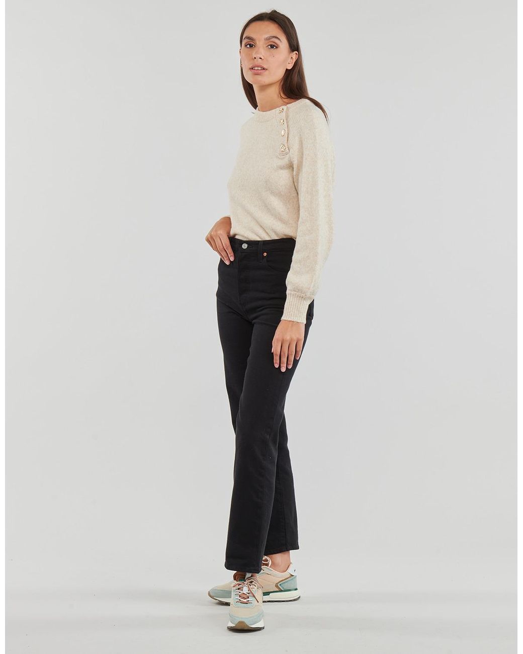 ONLY Natural Sweater Onlemma Ls Button Oneck Knt