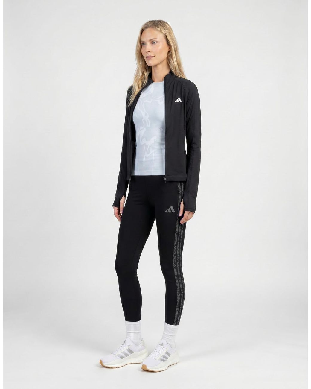 Adidas Black Tights Seasonal Essentials Animal Print 3- Stripes Leggings
