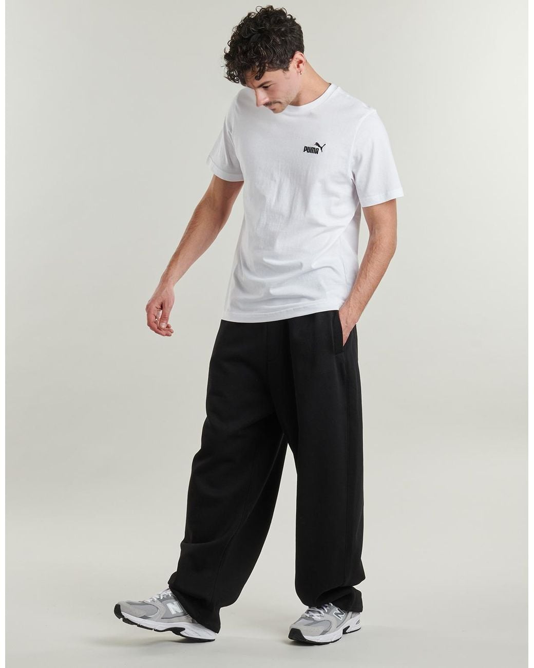 PUMA White T Shirt Ess Logo Tee for men