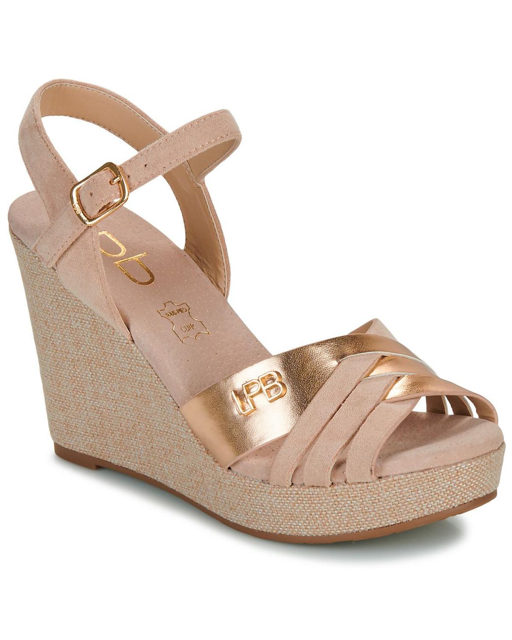 Les Petites Bombes Metallic Wedge Sandals Isaline