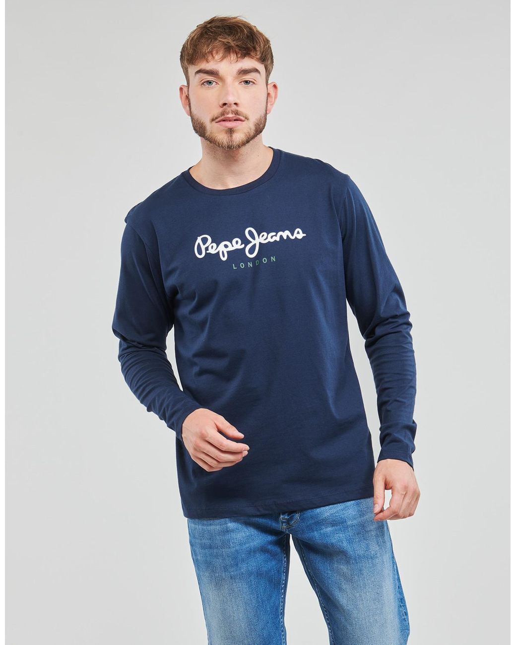 Pepe Jeans Blue EGGO Long Long Sleeve T-shirt for men