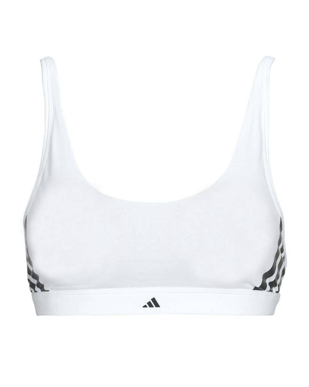 Adidas White Sports Bras Active Essentials Cotton 3 Stripes