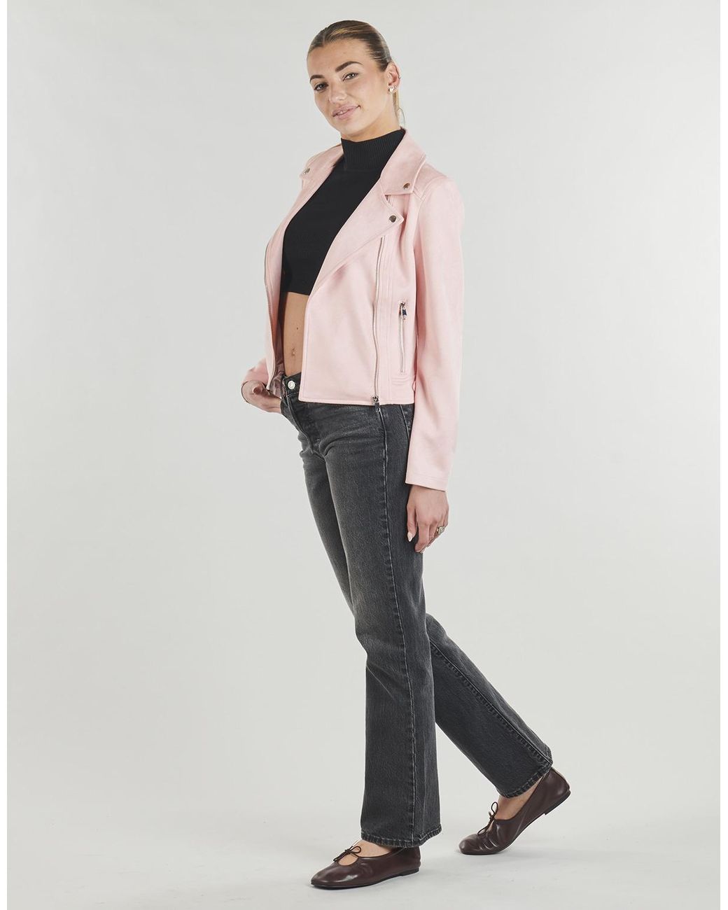 Vero Moda Pink Leather Jacket Vmjose Short Faux Suede