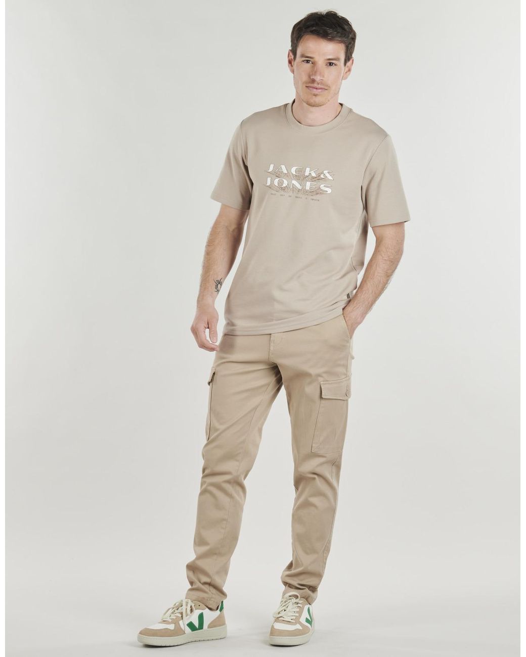 Jack & Jones Natural Cargo Trousers Jpstace Arthur Dobby Cargo for men