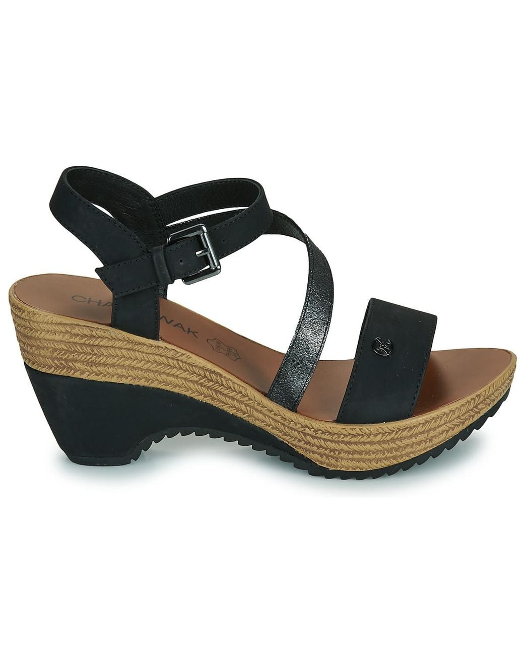 Chattawak Black Wedge Sandals Maelle