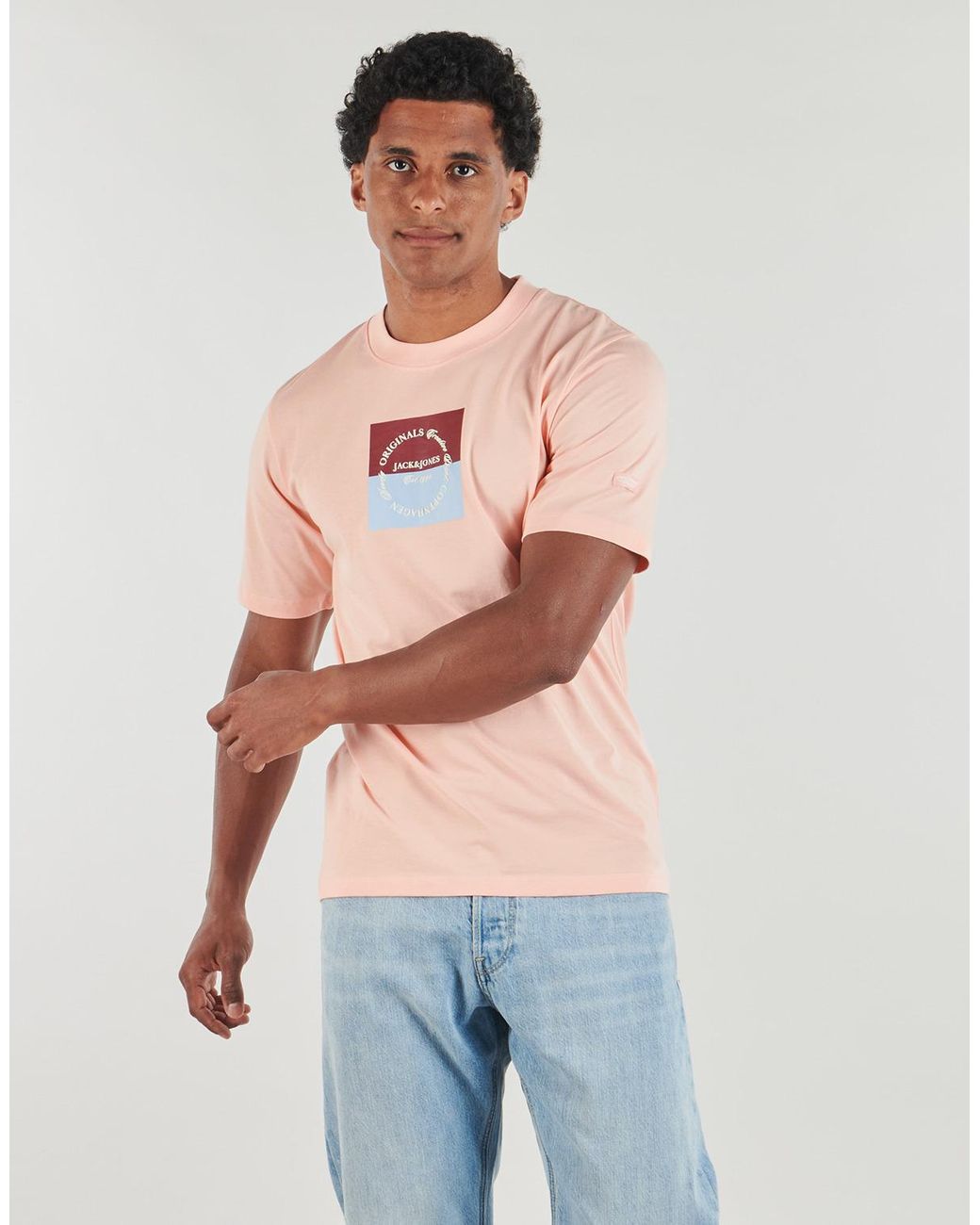 Jack & Jones Pink T Shirt Jorcatskills Square Branding for men