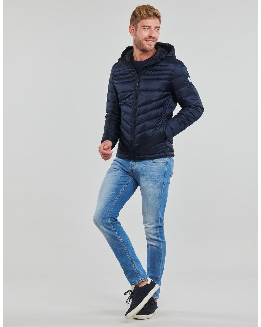 Jack & Jones Blue Duffel Coats Jjehero Puffer Hood for men