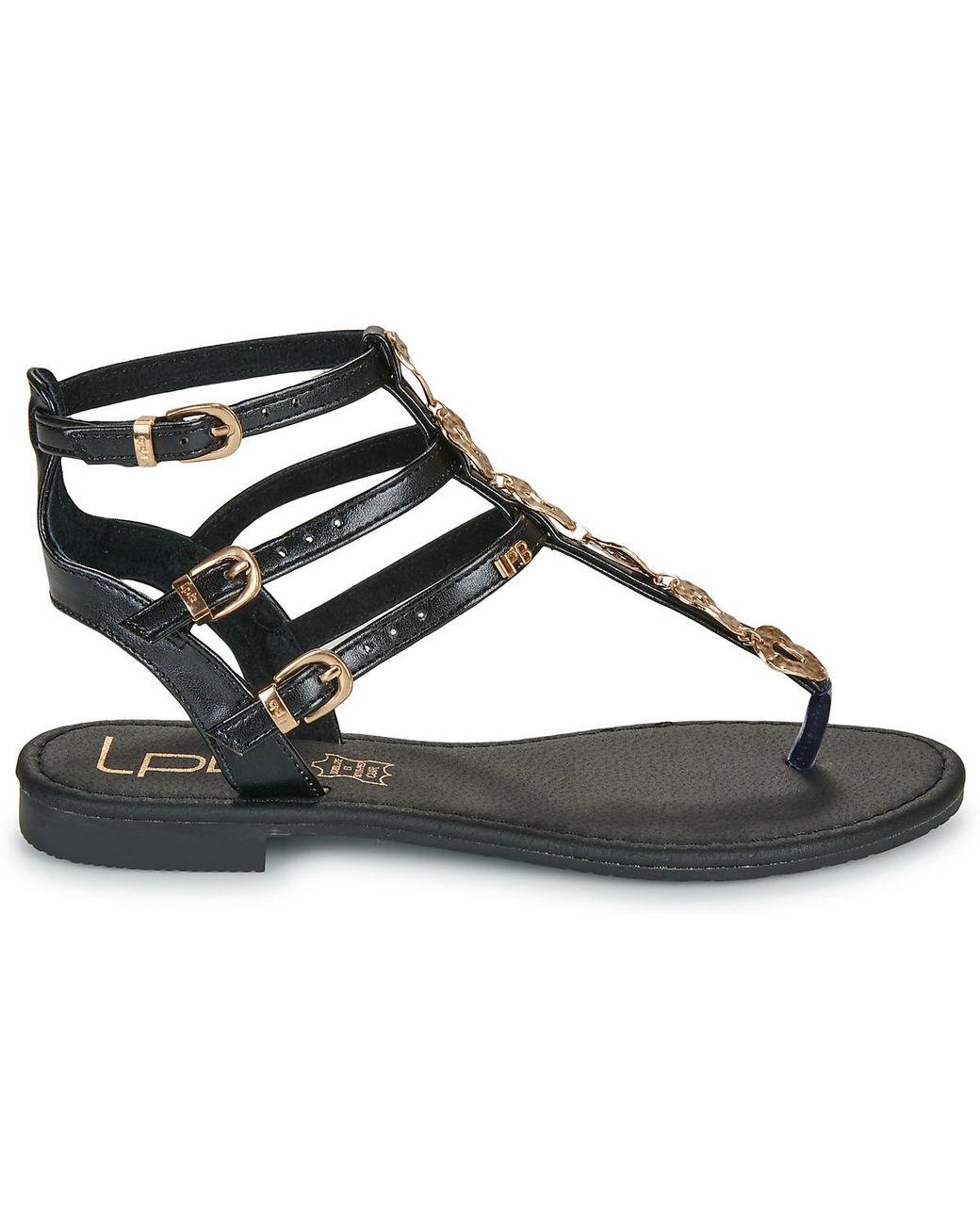 Les Petites Bombes Black Flat Sandals Nicole