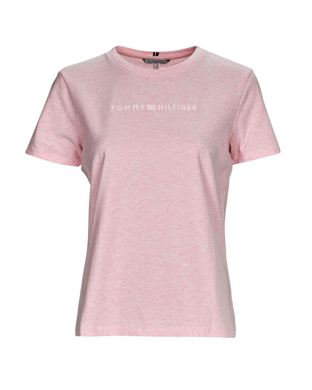 Tommy Hilfiger Pink T Shirt Reg Frosted Corp Logo C-nk Ss