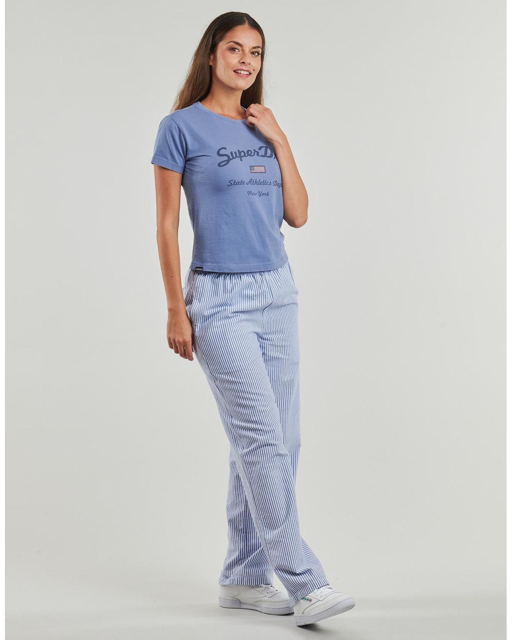 Superdry Blue T Shirt Ath Ess Fitted Graphic Tee