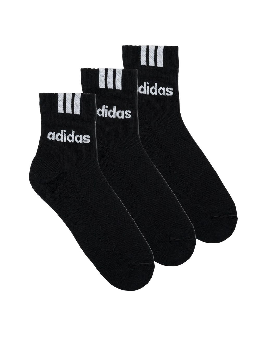 Adidas Black Socks 3-stripes Linear Half-crew Cushioned Socks 3 Pairs