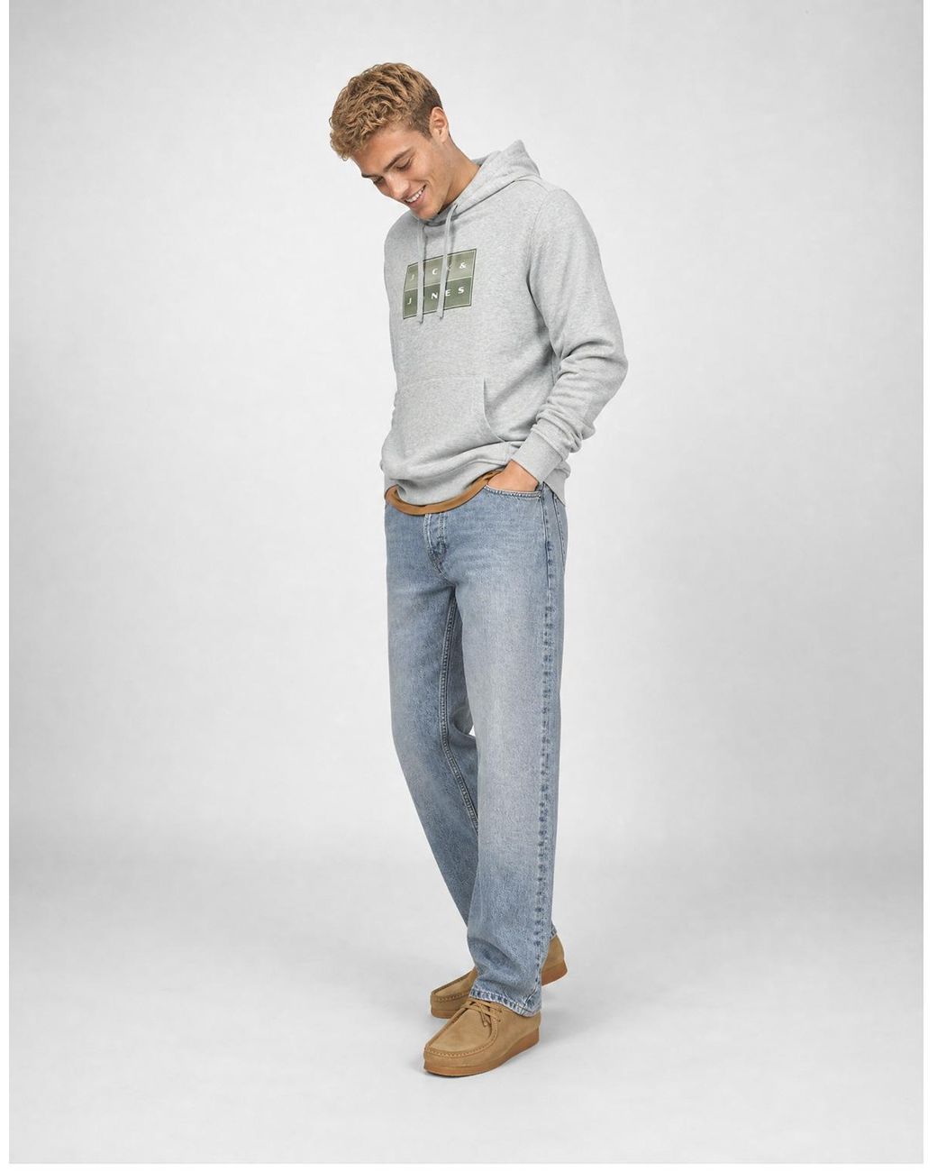 Jack & Jones Gray Sweatshirts Jcofusion Box Sweat for men