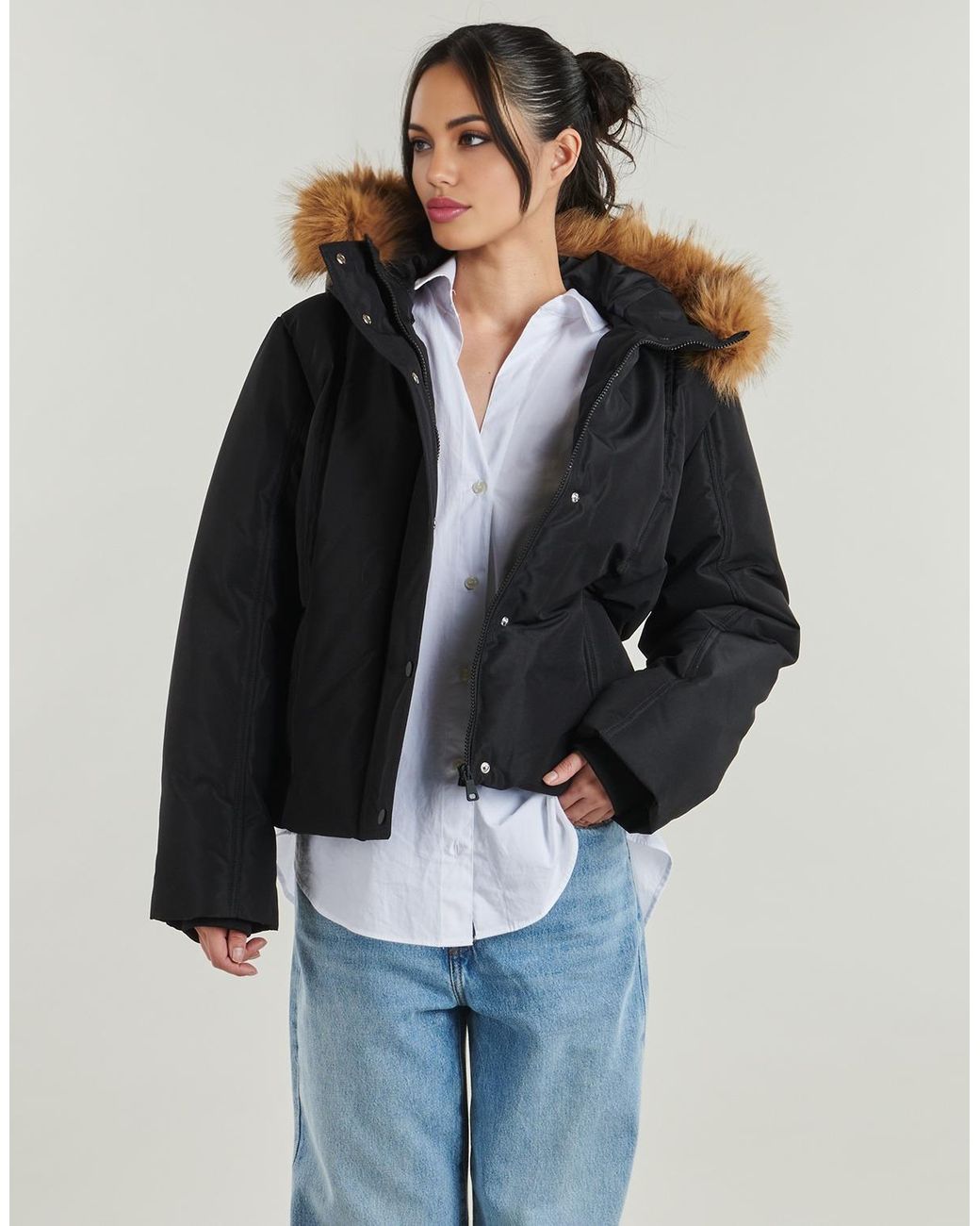 Jdy Black Duffel Coats Novi Short Parka Puffer