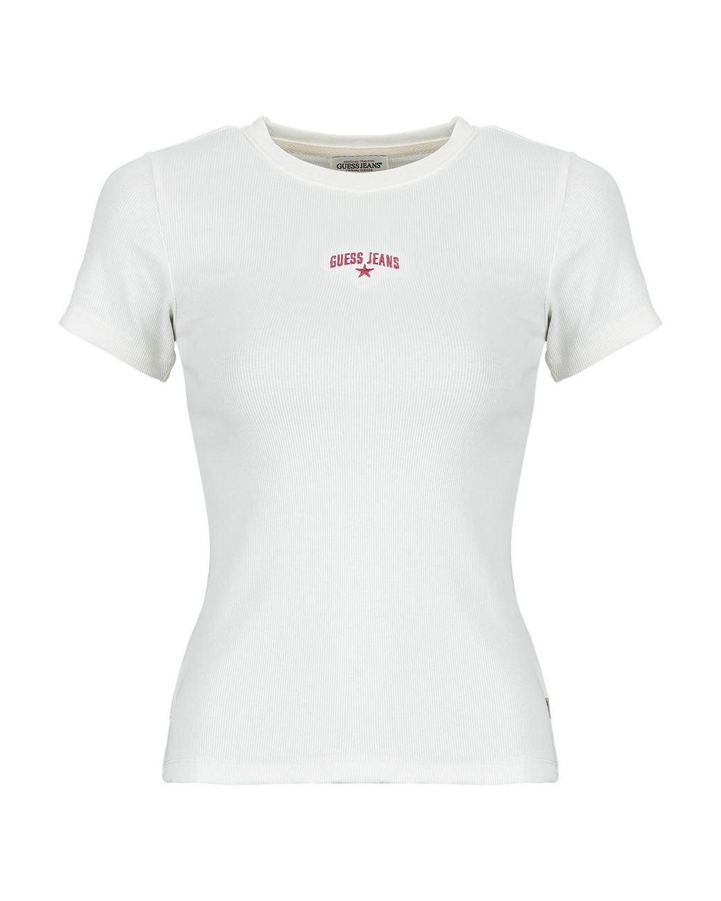 Guess White T Shirt Gj Ss Cn Rib Embro