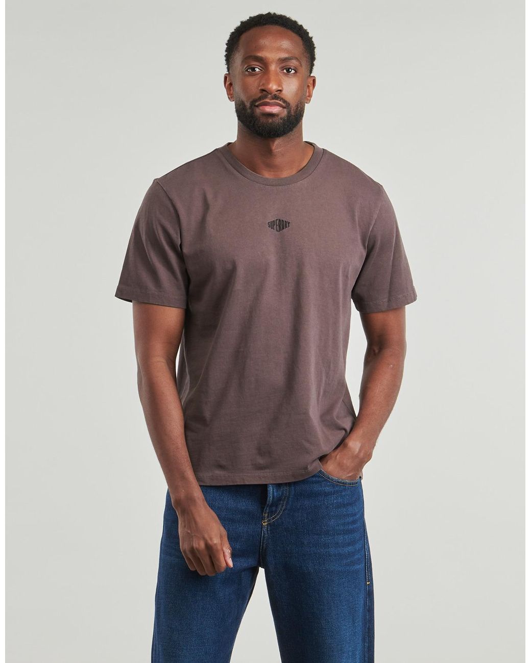 Superdry Brown T Shirt Micro Logo Tshirt for men