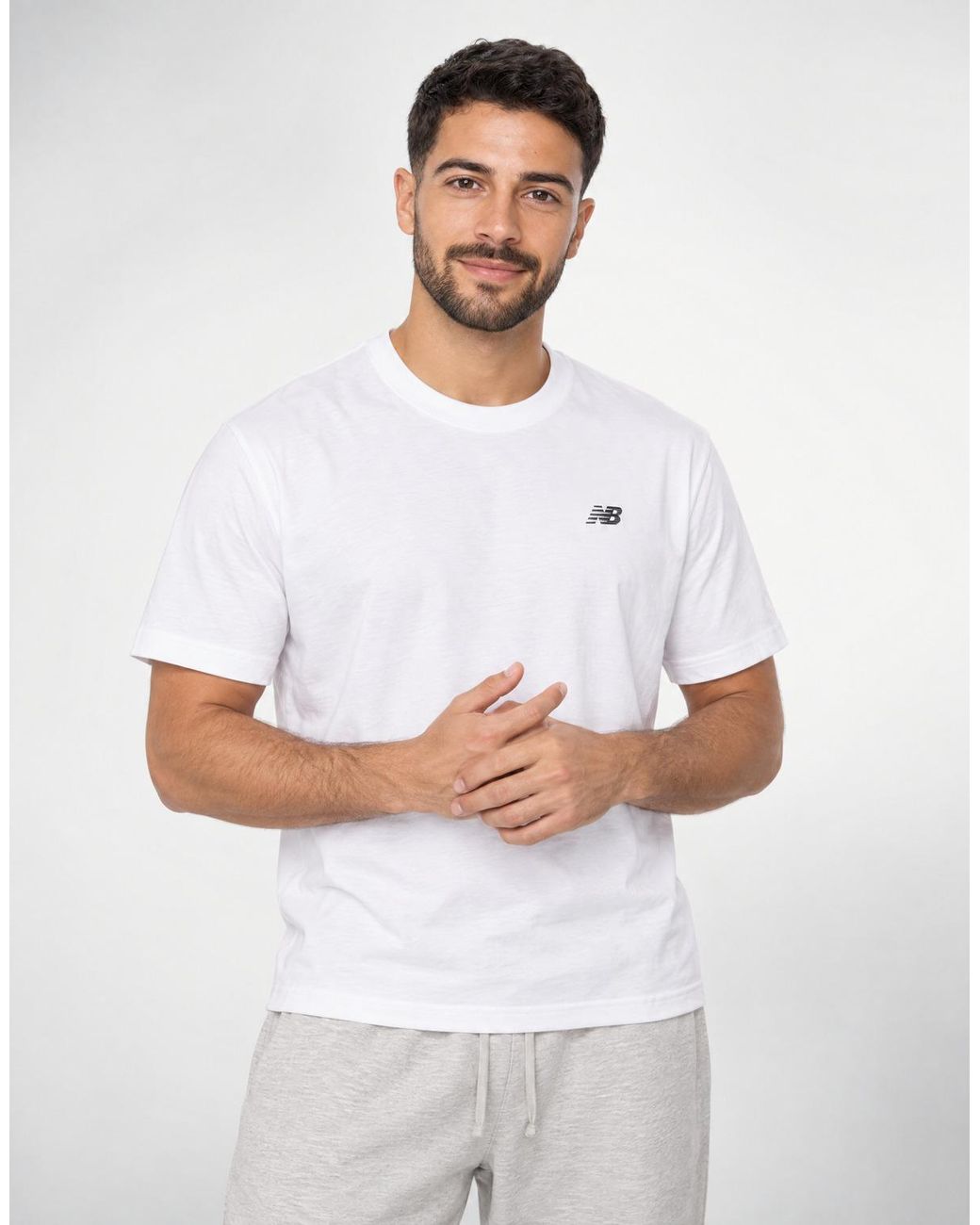 New Balance White T Shirt Sport Essentials Cotton T-shirt for men