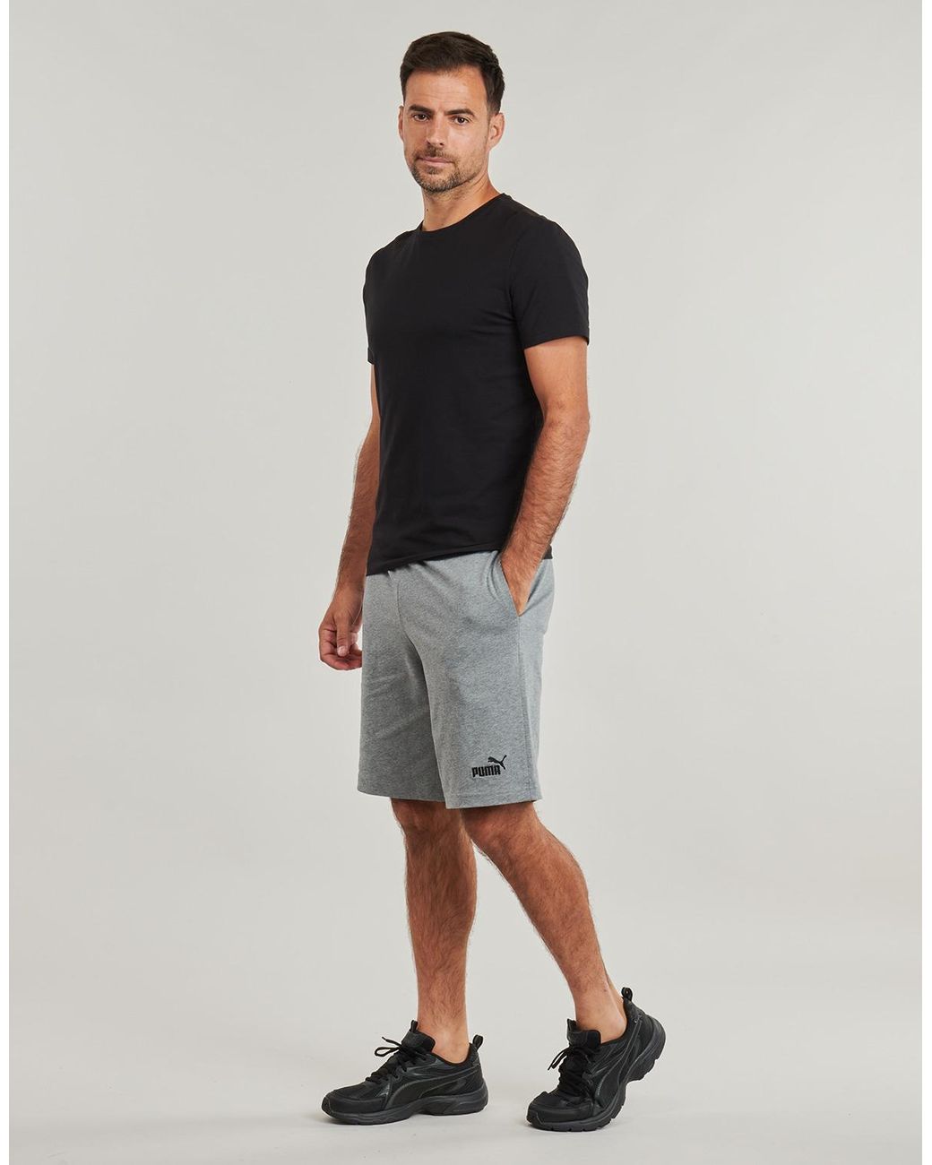 PUMA Gray Shorts Ess No. 1 Logo Jersey Shorts for men