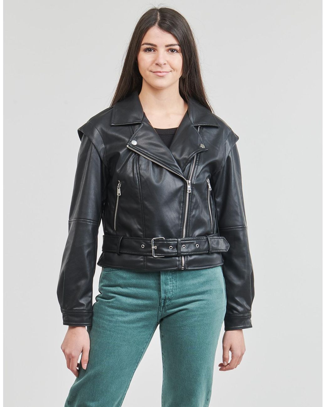 ONLY Black Leather Jacket Onlraven