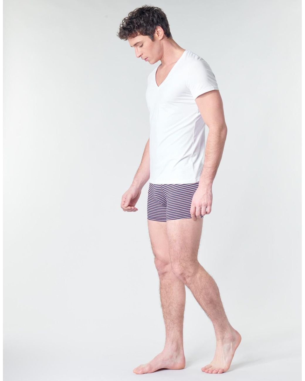 Hom White Sup' Cotton Tshirt Col V Profond T Shirt for men