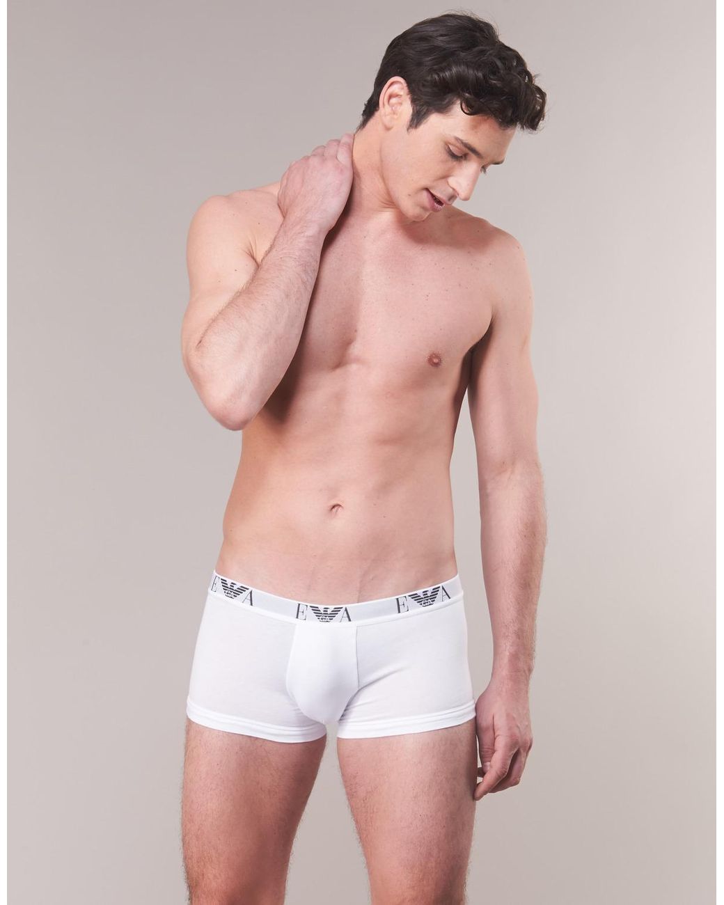 Emporio Armani White Cotton Trunk for men