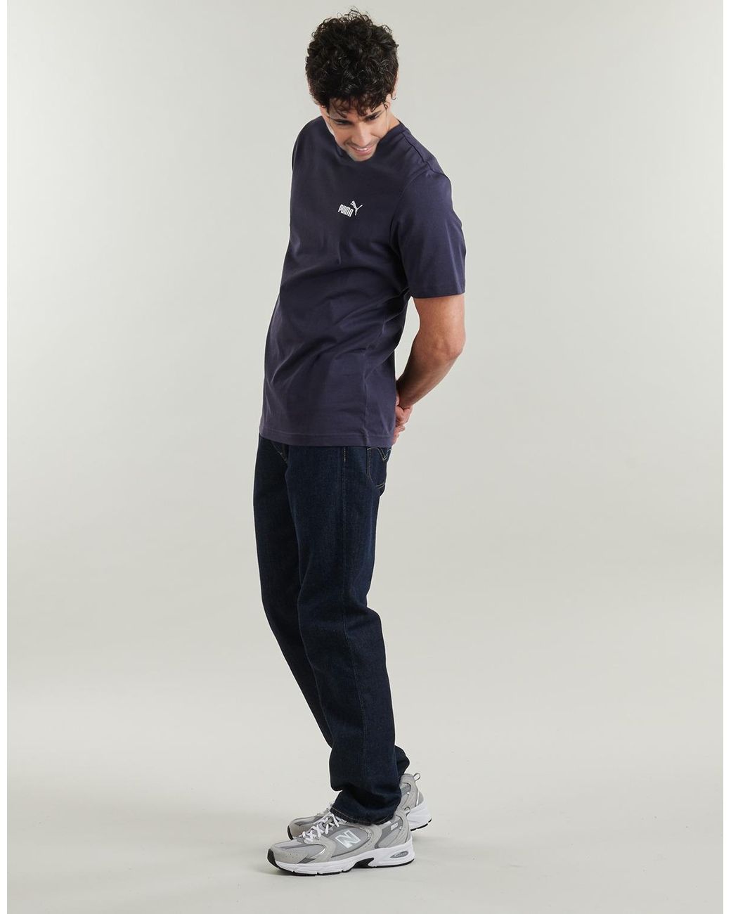 PUMA Blue T Shirt Ess Small No. 1 Logo for men