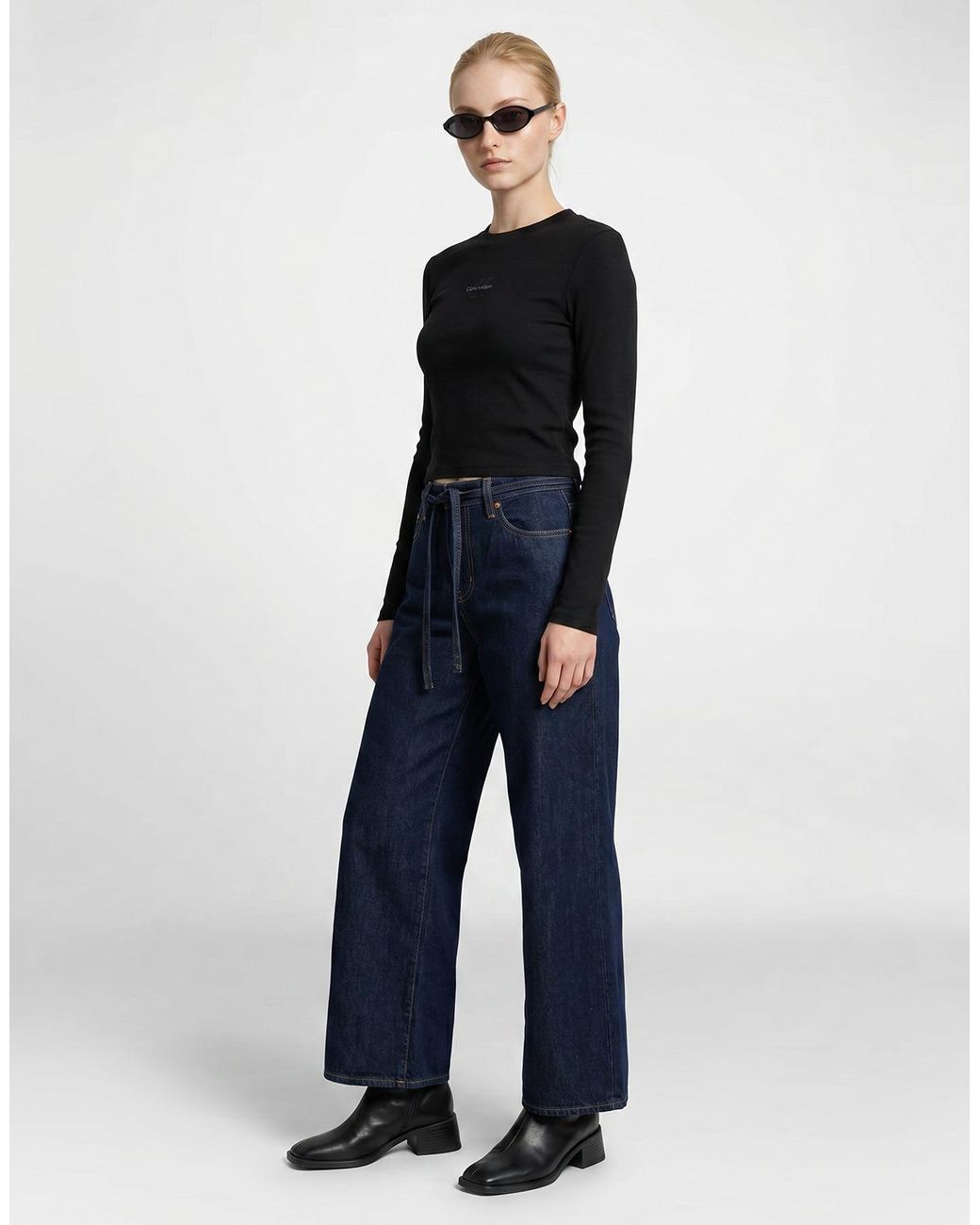 Calvin Klein Black Long Sleeve T-shirt Ls Monologo Baby Tee