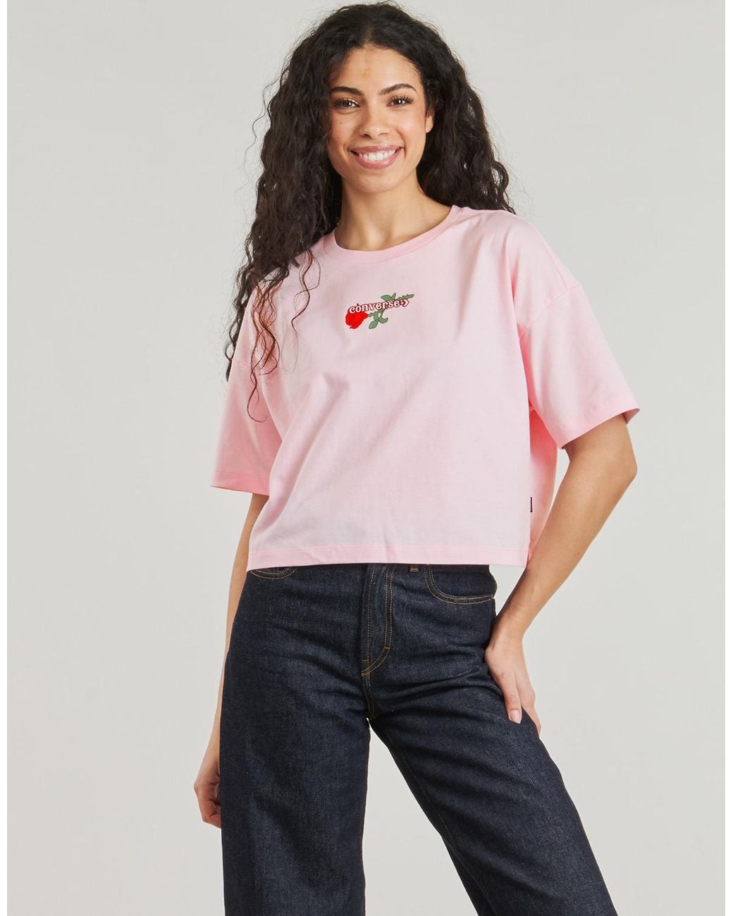 Converse Pink T Shirt Tlmn Vday Crop Os Tee