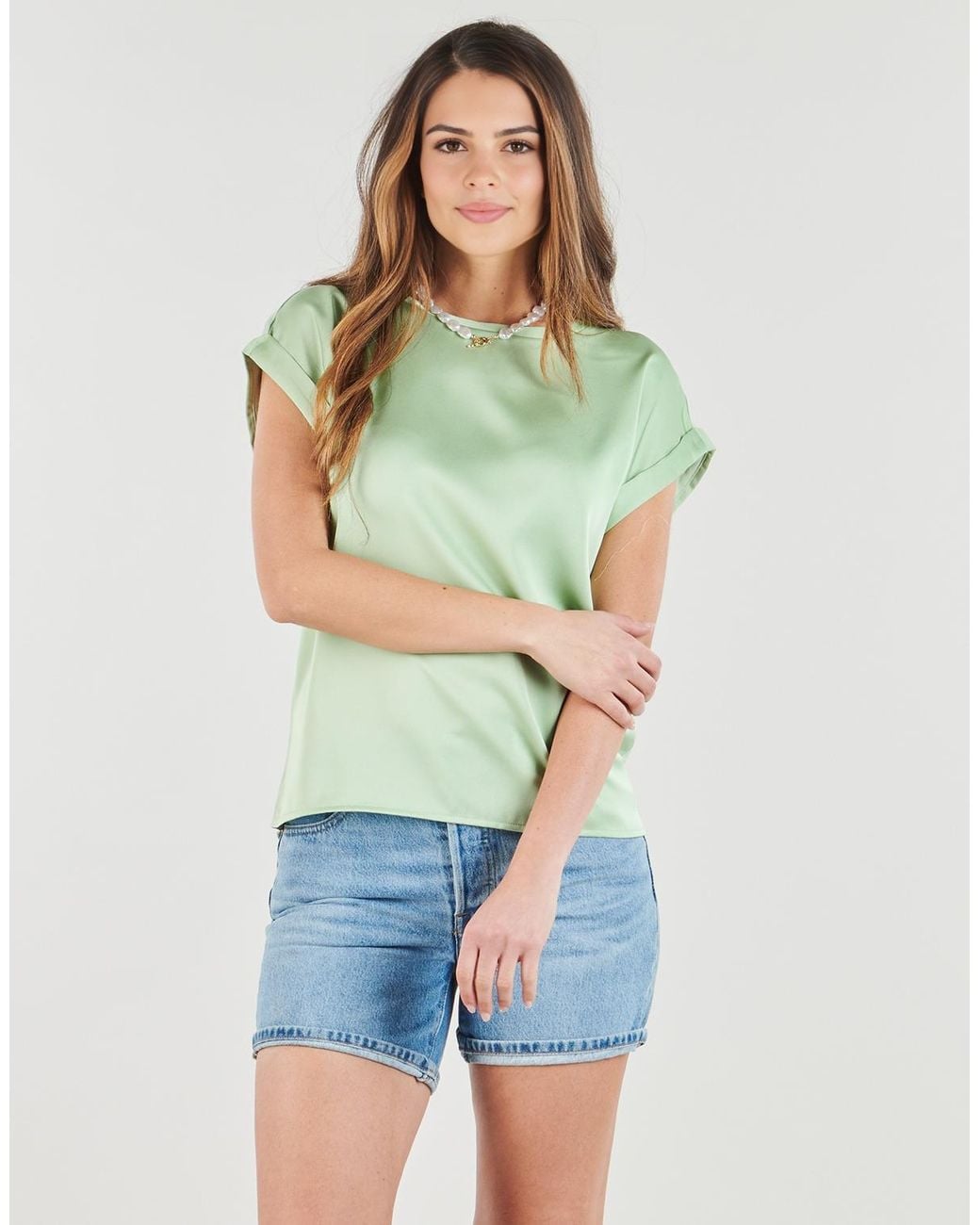 Vila Green Blouse Viellette S/s Satin