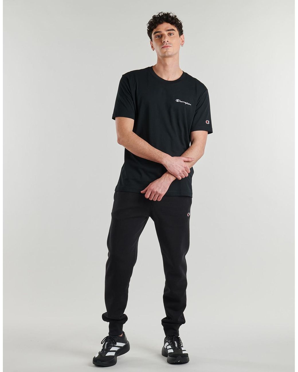 Champion Black Tracksuit Bottoms Rib Cuff Pants for men