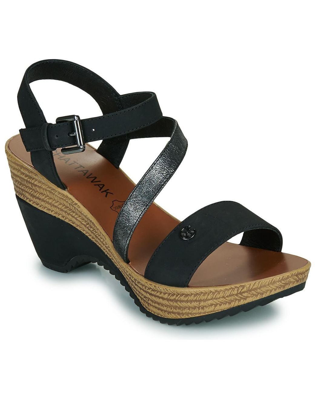 Chattawak Black Wedge Sandals Maelle