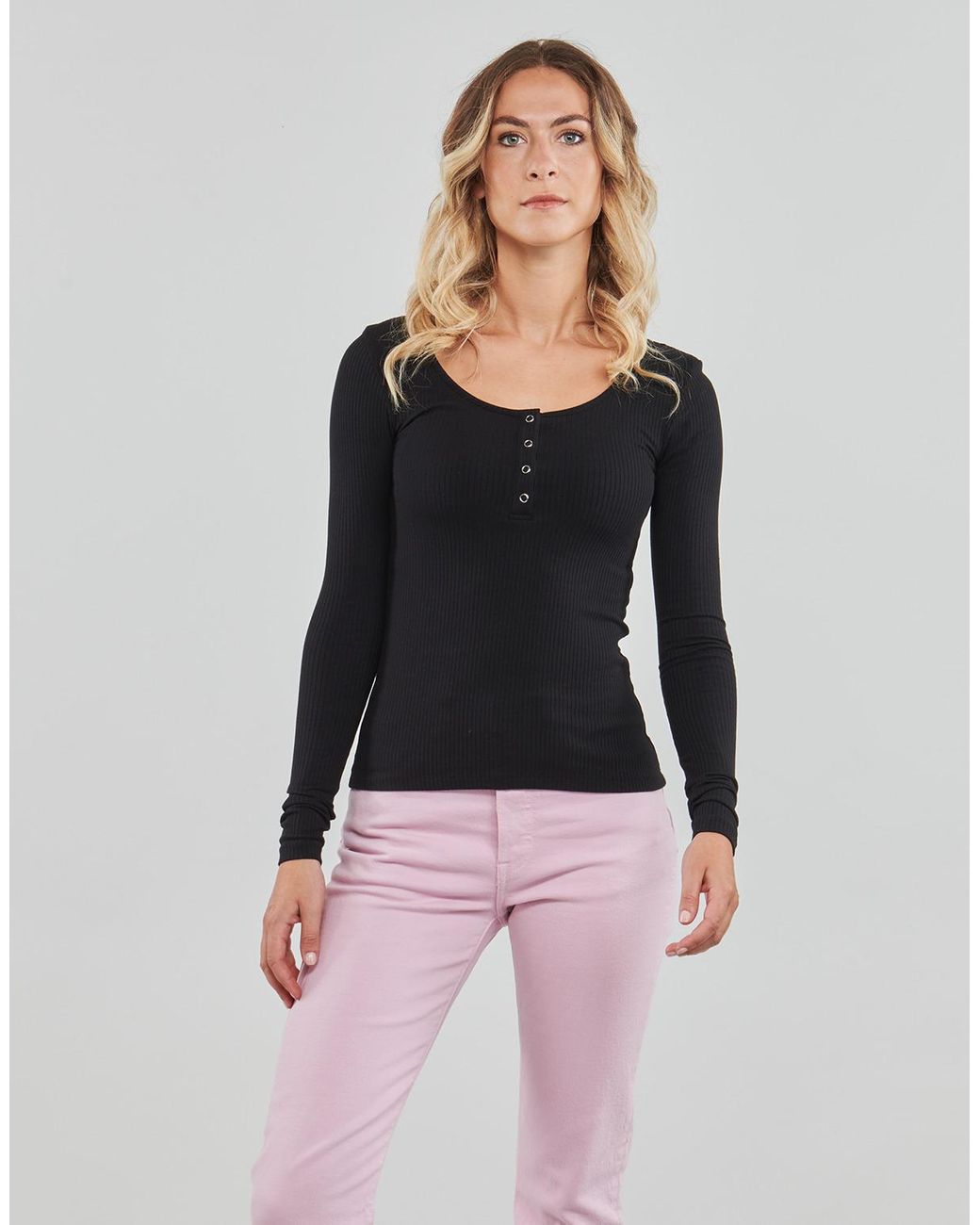 Pieces Black Sweater Pckitte Ls Top