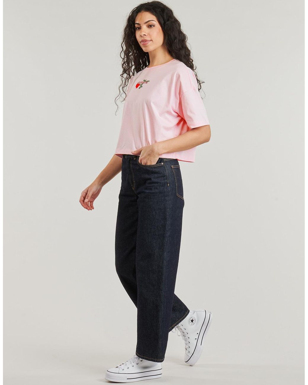 Converse Pink T Shirt Tlmn Vday Crop Os Tee