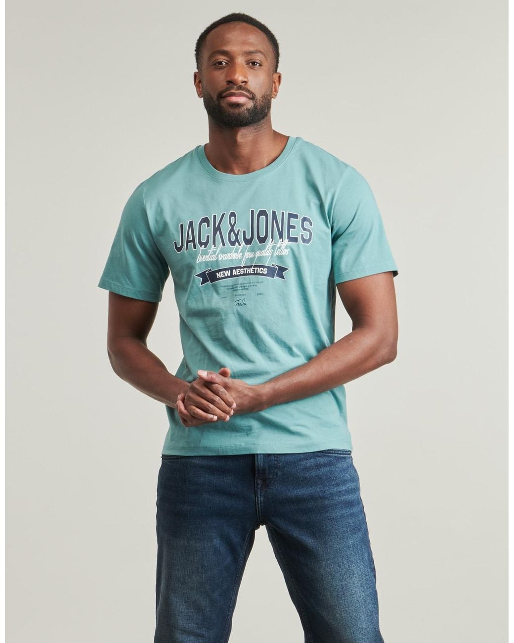 Jack & Jones Blue T Shirt Jjelogo Tee Ss for men