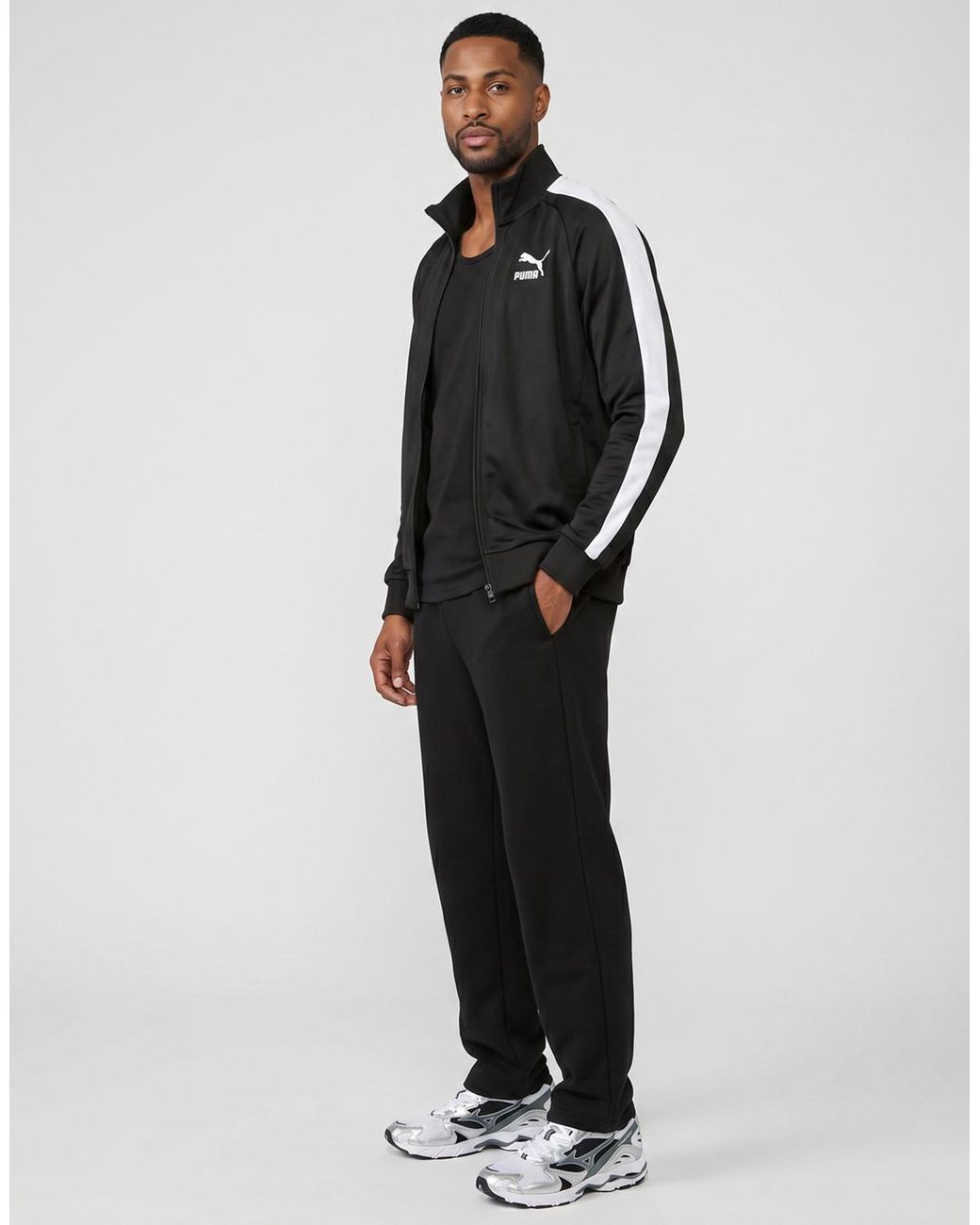 PUMA Black Tracksuit Jacket Ess T7 Poly Track Jacket for men