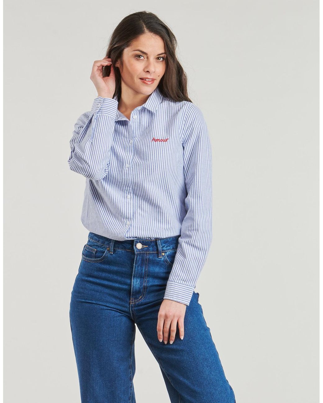 Pieces Blue Shirt Pcirene Ls Shirt