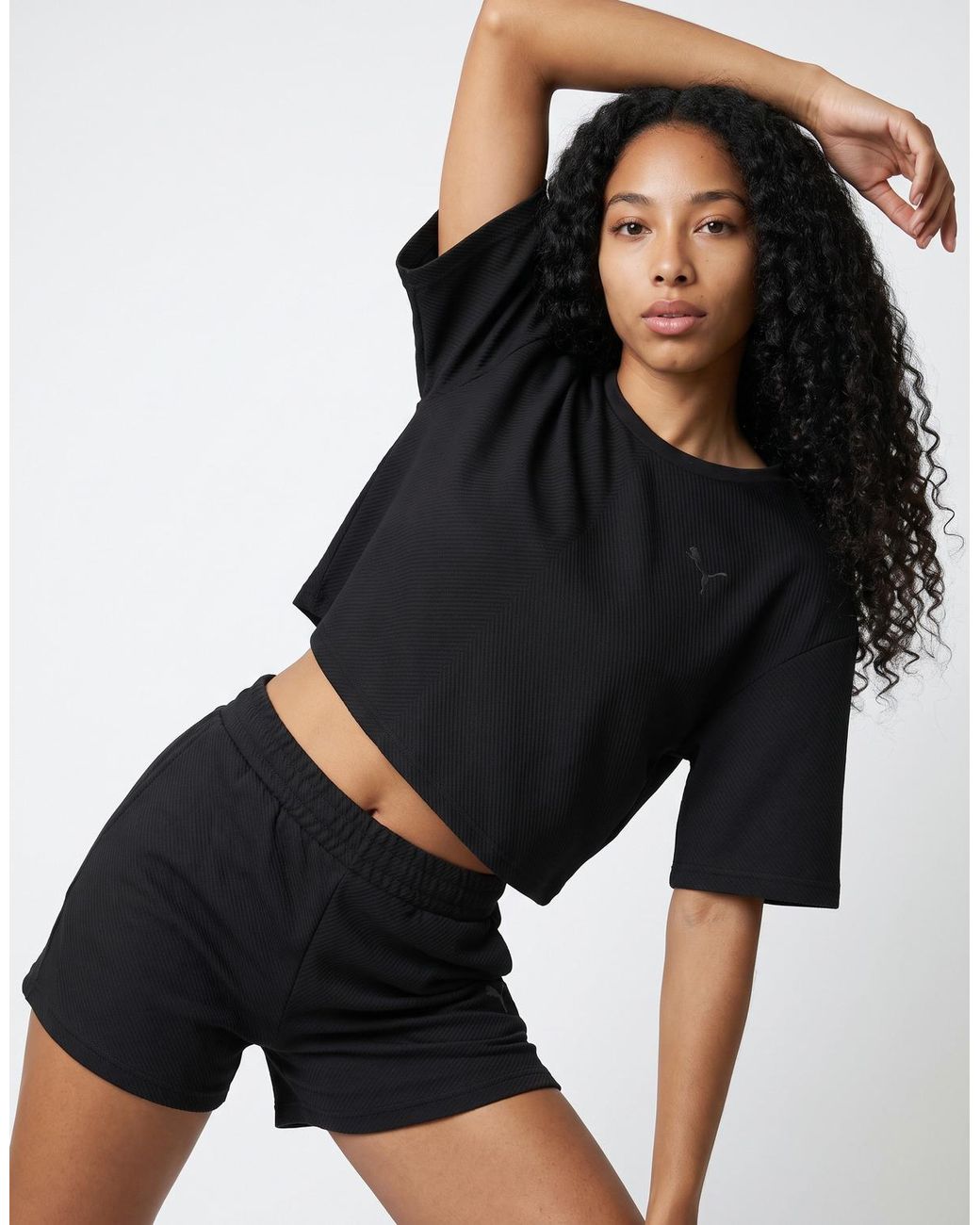 PUMA Black T Shirt Ess Elevated Relaxed Tee