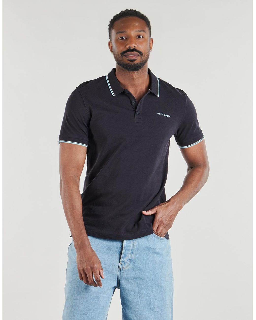 Teddy Smith Black Polo Shirt Pasian 2 Mc for men