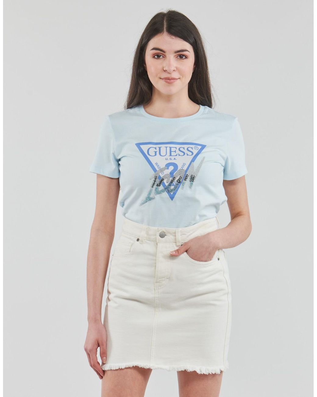 Guess Blue Ss Cn Icon Tee T Shirt