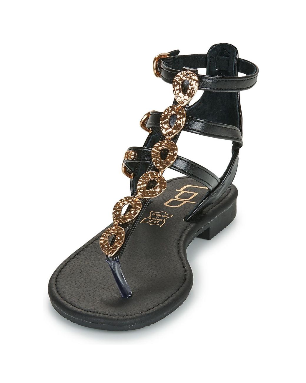Les Petites Bombes Black Flat Sandals Nicole