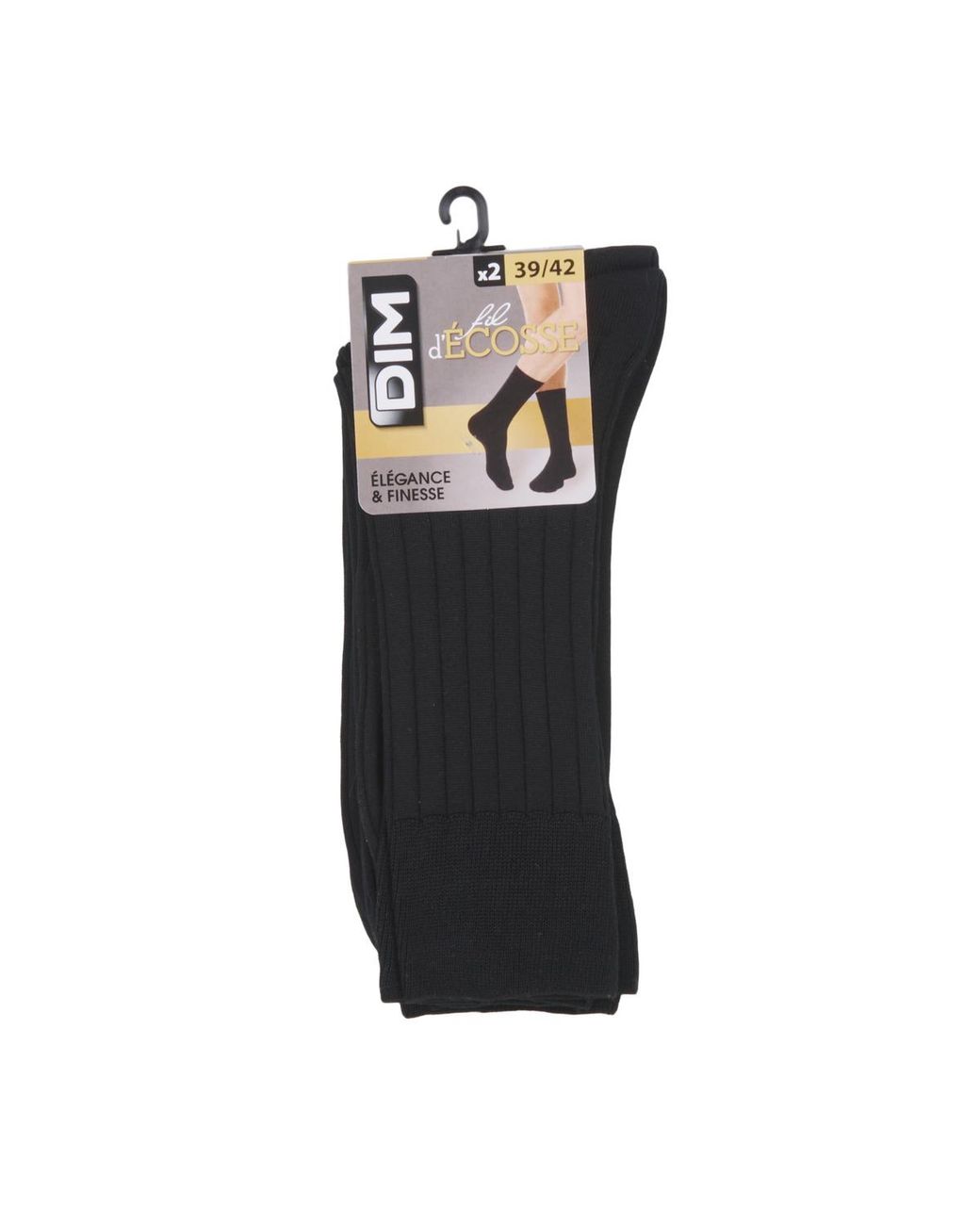 Dim Black Socks Mc Fil D'ecosse Cote Fine Pack X2 for men