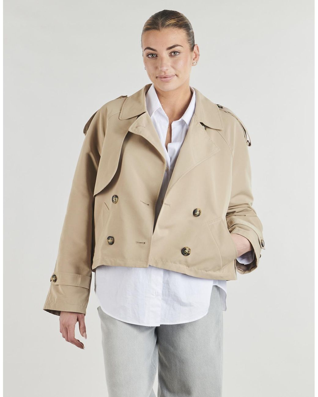 Vero Moda Natural Trench Coat Vmchloe Short Trenchcoat