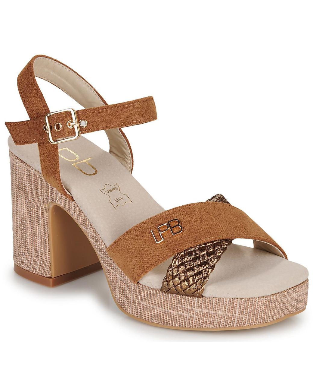 Les Petites Bombes Brown Heeled Sandals Lorena