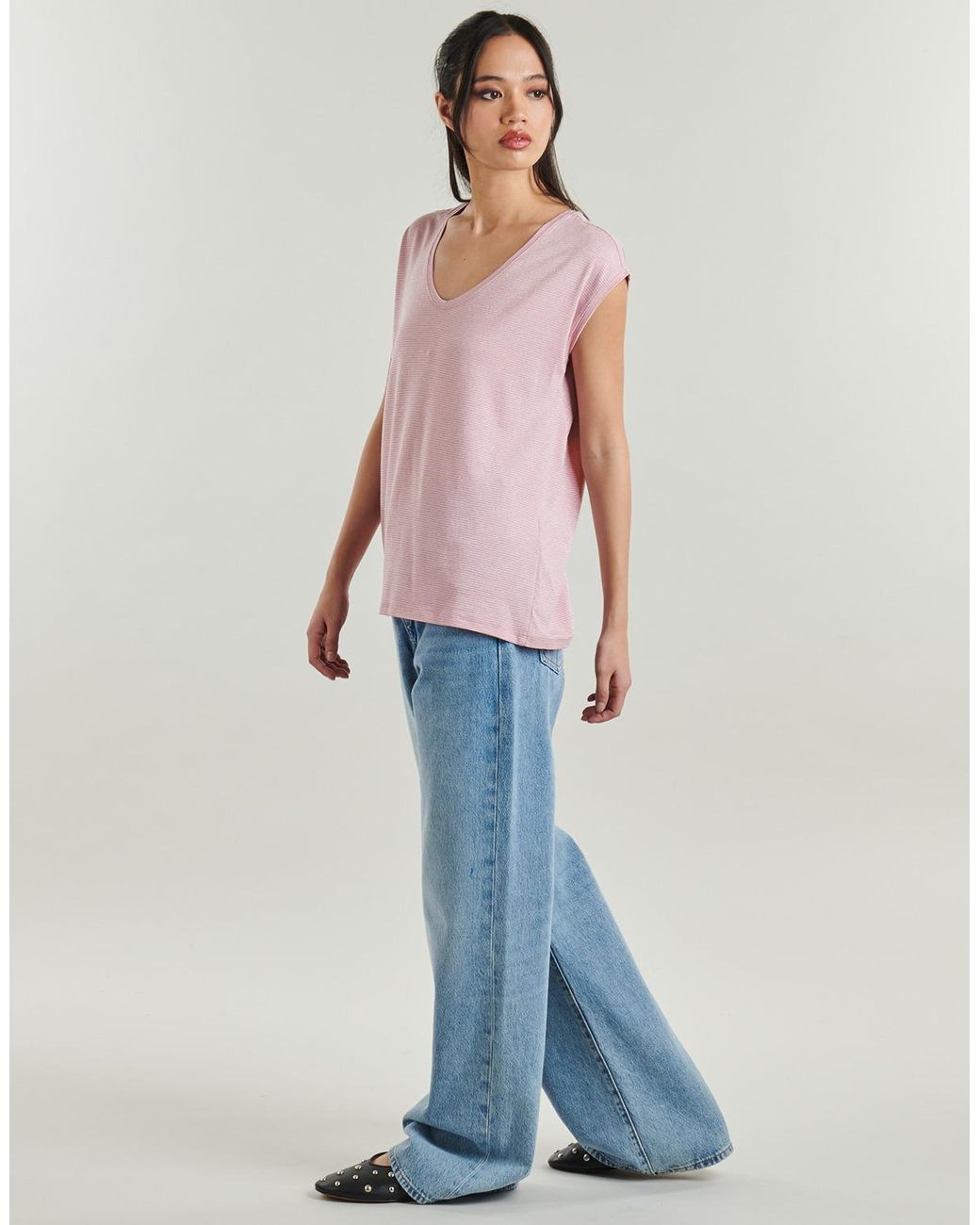 Pieces Pink T Shirt Pcbillo Tee Lurex Stripes