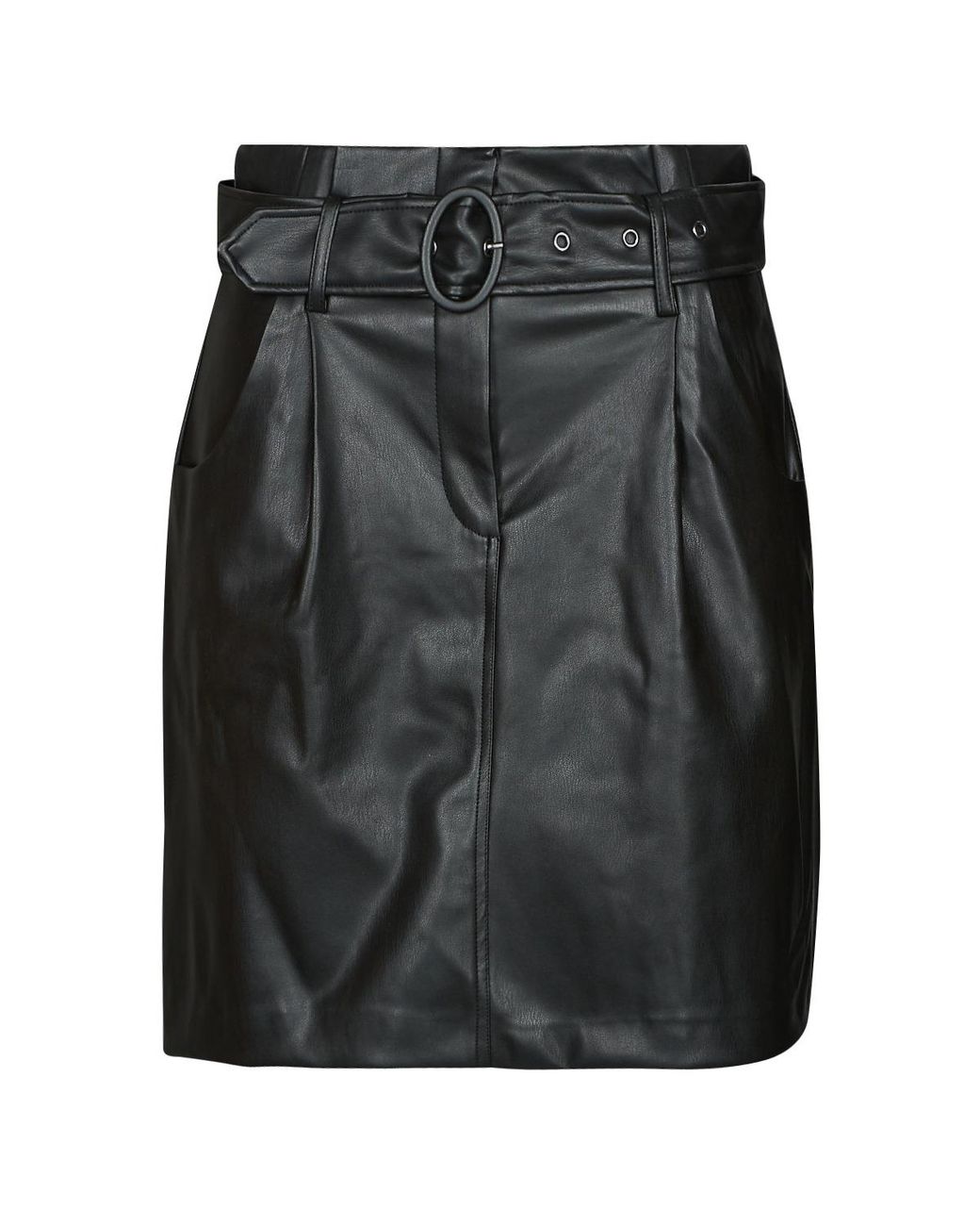 Vila Black Short Skirts Vichoosy Hw Coated Skirt