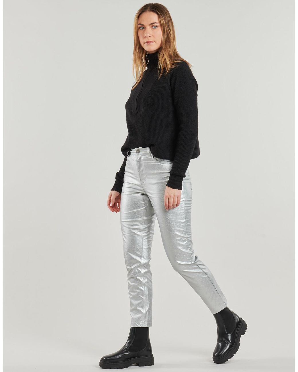 ONLY Gray Straight Trousers Onlemily